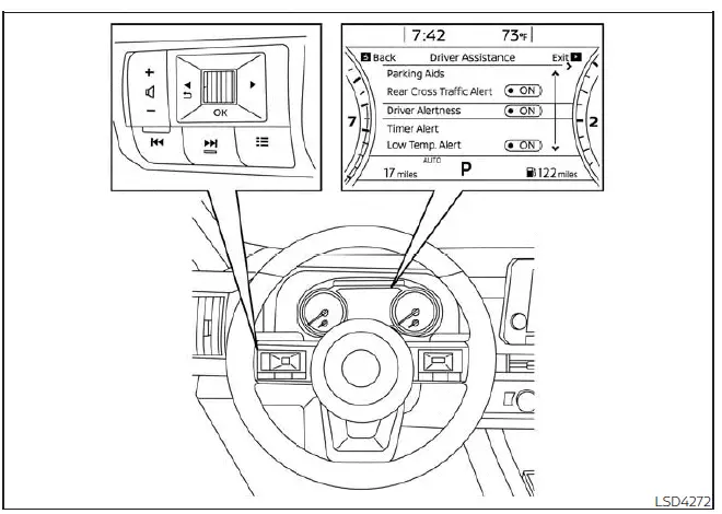 Nissan Pathfinder. Cómo activar/desactivar el sistema de monitor inteligente de alerta al conductor (I-DA)