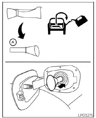 Nissan Pathfinder. Cuando se carga combustible desde un recipiente de combustible portátil
