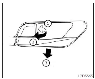 Nissan Pathfinder. Activación del seguro con la perilla interior
