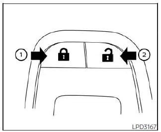 Nissan Pathfinder. Activación de seguros con el interruptor del seguro eléctrico de las puertas