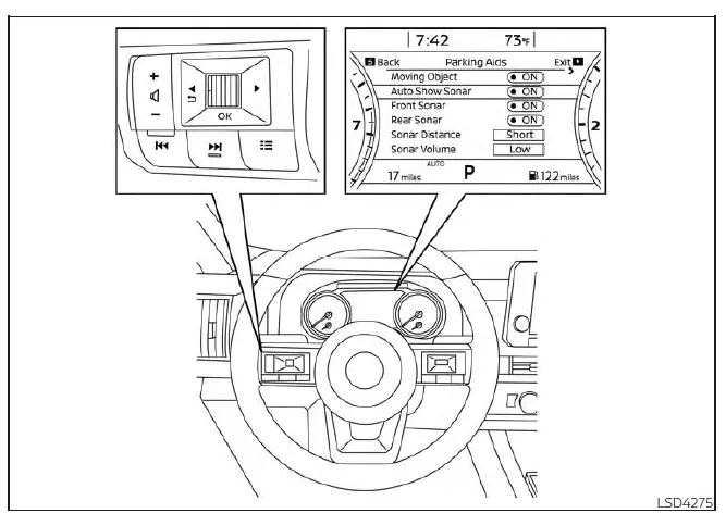 Nissan Pathfinder. Cómo activar/deshabilitar el sistema sonar delantero y trasero